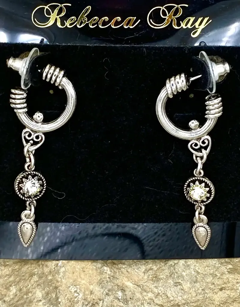Boho Silver Charm Hoop Earring