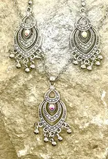 Boho Vintage Silver Charm Necklace