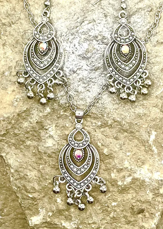 Boho Vintage Silver Charm Necklace