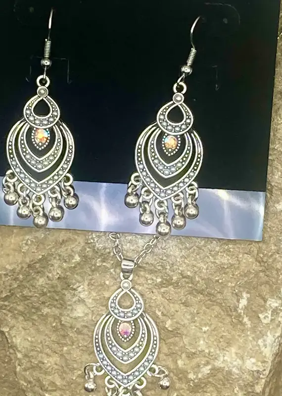 Boho Vintage Silver Charm Earring