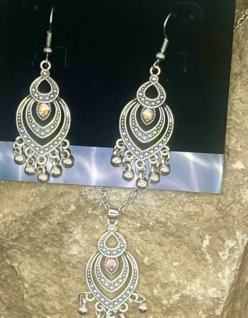 Boho Vintage Silver Charm Earring