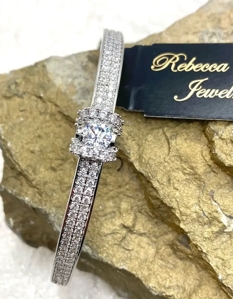 Crystal Solitaire Stone Bangle Bracelet