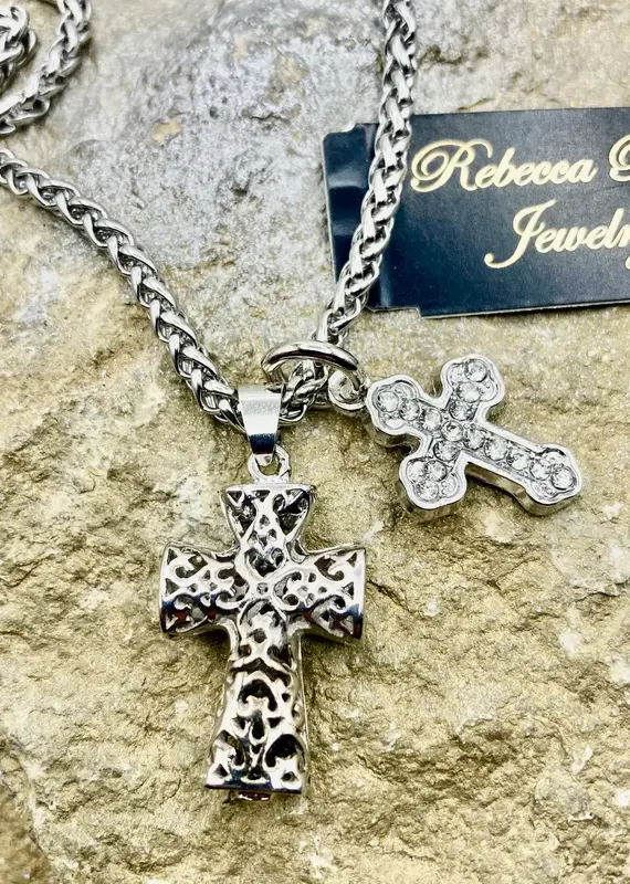 Silver Cross Charm Necklace