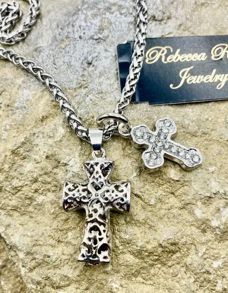 Silver Cross Charm Necklace