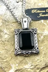 Vintage Silver and Black Statement Boho Charm Necklace