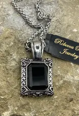 Vintage Silver and Black Statement Boho Charm Necklace