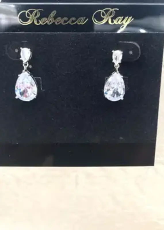 Silver Tear Drop Crystal Earring
