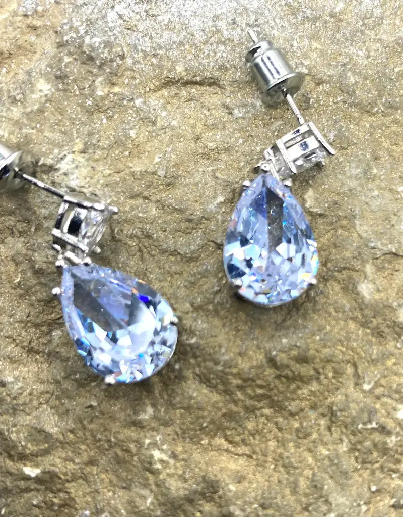 Silver Tear Drop Crystal Earring