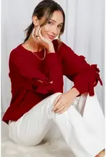 Betsy Crew Neck Sweater With Bow Detail Sleeve