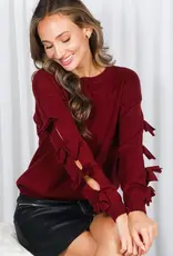 Betsy Crew Neck Sweater With Bow Detail Sleeve