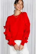 Betsy Crew Neck Sweater With Bow Detail Sleeve