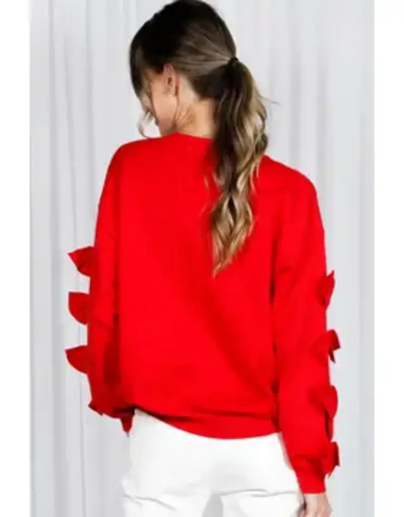 Betsy Crew Neck Sweater With Bow Detail Sleeve