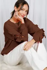 Betsy Crew Neck Sweater With Bow Detail Sleeve