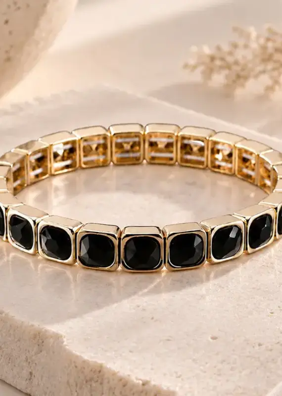 Boxed in Square Black Stone Bracelet