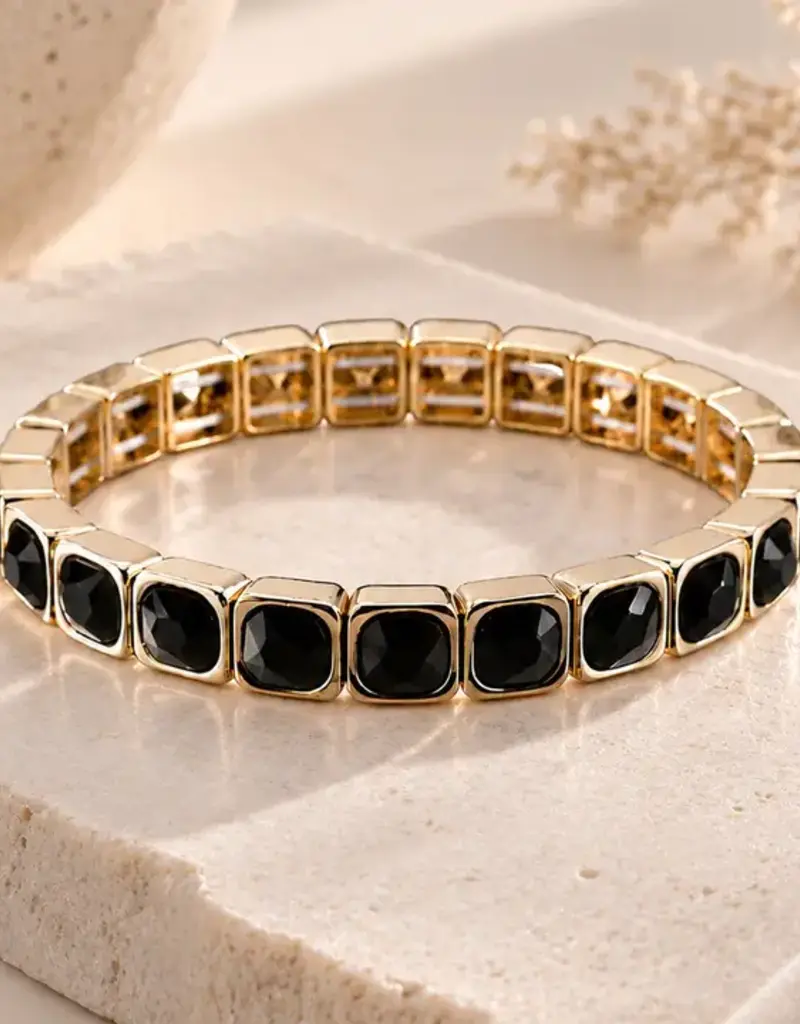 Boxed in Square Black Stone Bracelet