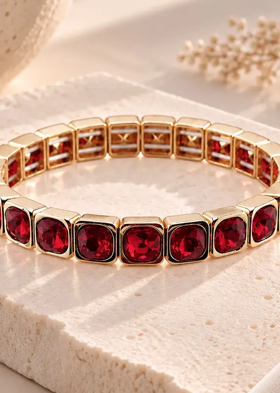 Boxed in Square Red Stone Bracelet