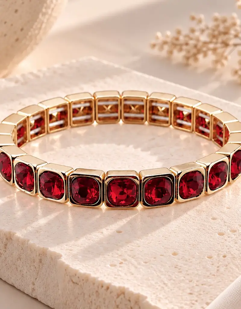 Boxed in Square Red Stone Bracelet