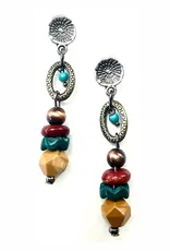 Post Oval Link & Beaded LinearEarrings