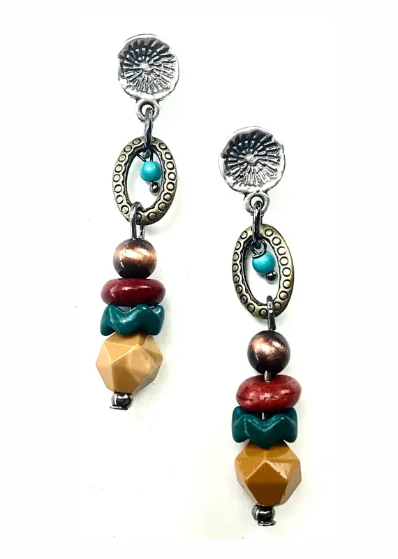 Post Oval Link & Beaded LinearEarrings