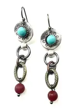 Solar Burst & Stones W/Dangle Earrings
