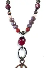 Beaded Necklace W/Chain & Peace Sign Pendant