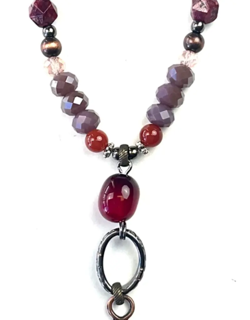 Beaded Necklace W/Chain & Peace Sign Pendant