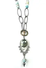 Bold Chain Necklace W/ Abstract Floral Pendant