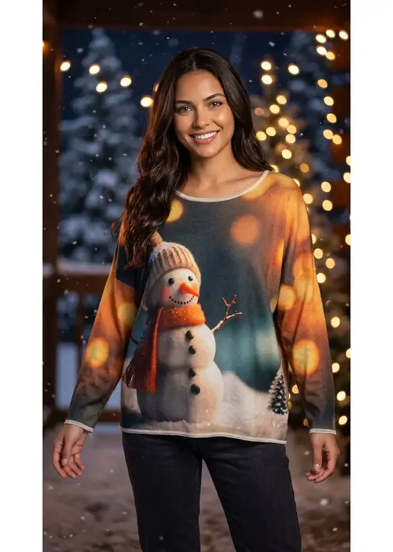 Cozy Christmas Snowman Sweater - Made in Italy -  ONE SIZE