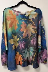 Maple Leaf Printed Sweater - Made in Italy - Blue - ONE SIZE