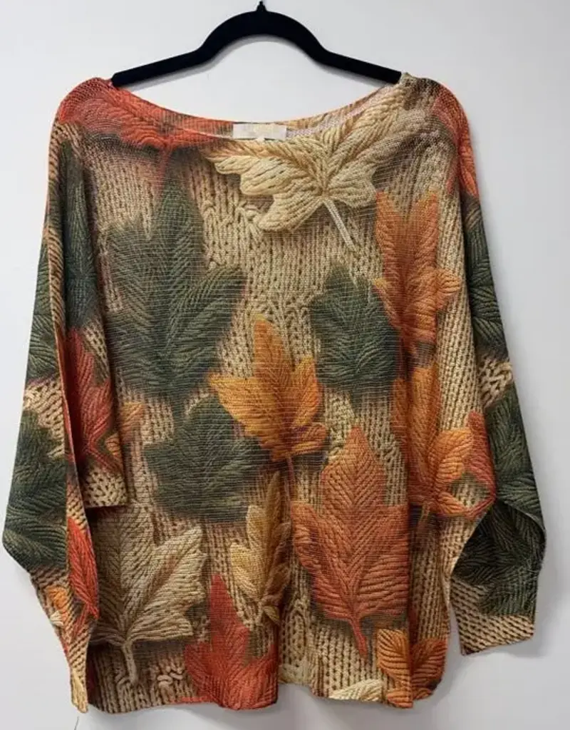 Autumn Leaf Printed Sweater - Made in Italy - ONE SIZE