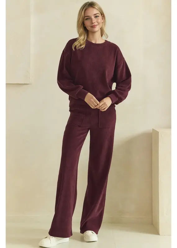 Rebecca Relaxed Ribbed Corduroy Matching Top & Pant Set