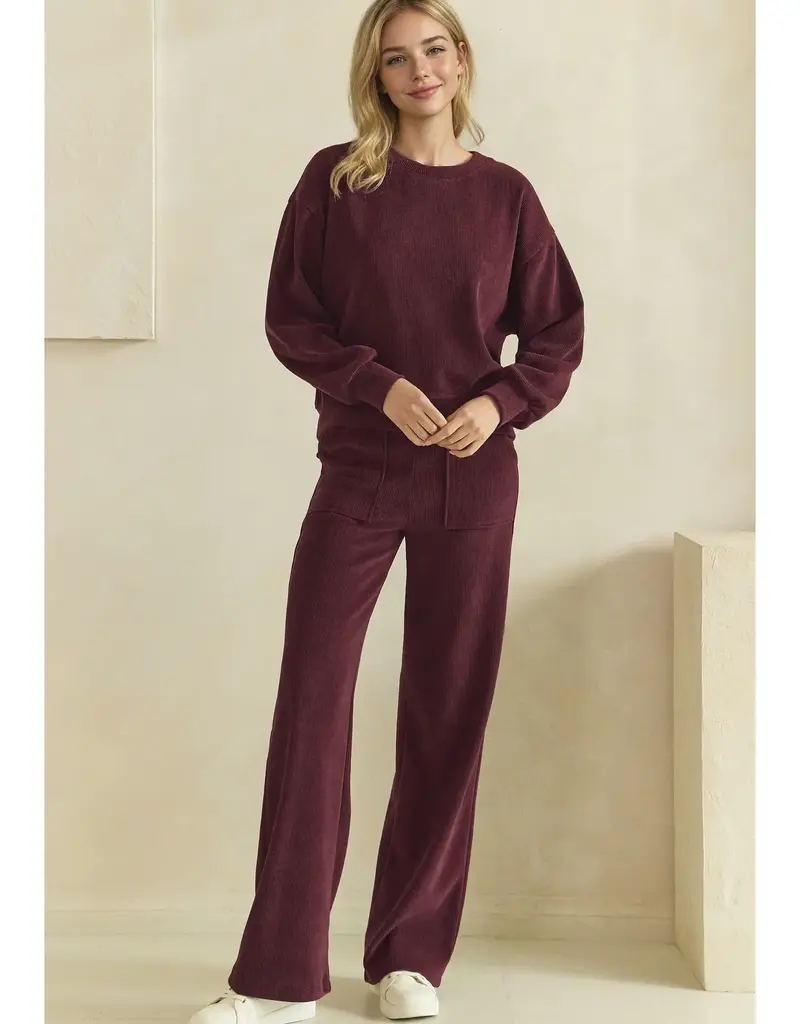 Rebecca Relaxed Ribbed Corduroy Matching Top & Pant Set