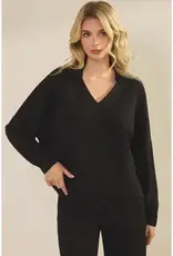 Elizabeth Elegant Collared V-Neck Top and Pant Set