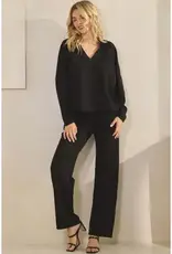 Elizabeth Elegant Collared V-Neck Top and Pant Set