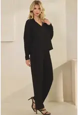 Elizabeth Elegant Collared V-Neck Top and Pant Set