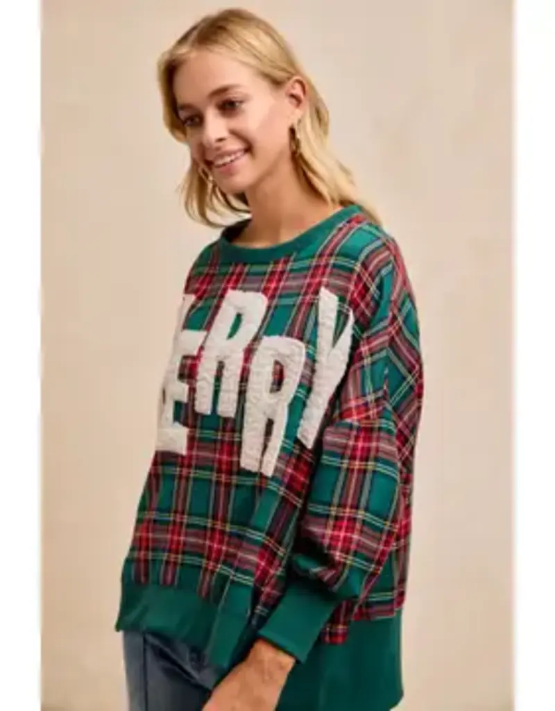 Merry Sweatshirt W/Chenille Letter Patches
