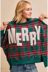 Merry Sweatshirt W/Chenille Letter Patches