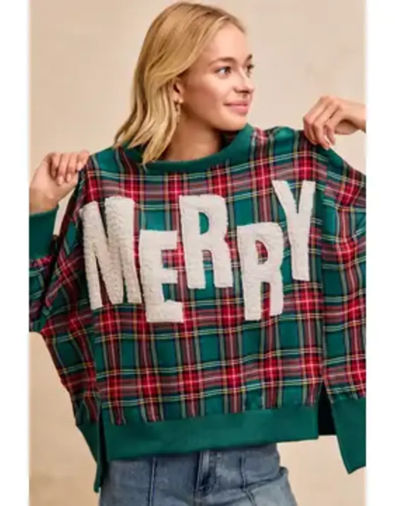 Merry Sweatshirt W/Chenille Letter Patches