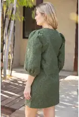 Jackie Floral Jacquard Dress W/ Covered Button Detail
