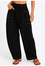 Barrel Pants With Stitching Detail & Elastic Waist