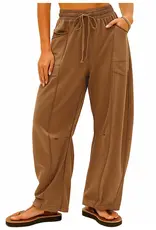 Barrel Pants With Stitching Detail & Elastic Waist
