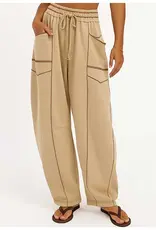 Barrel Pants With Stitching Detail & Elastic Waist