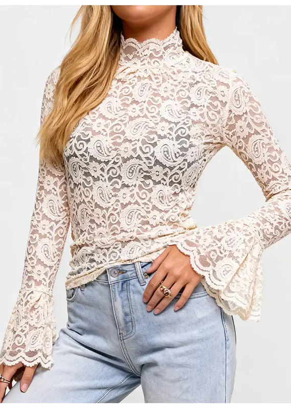 Lily Sheer Lace Layring Top Available in Beige & Black
