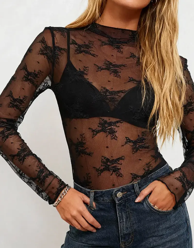 Lux Layering Floral Lace Mesh Top
