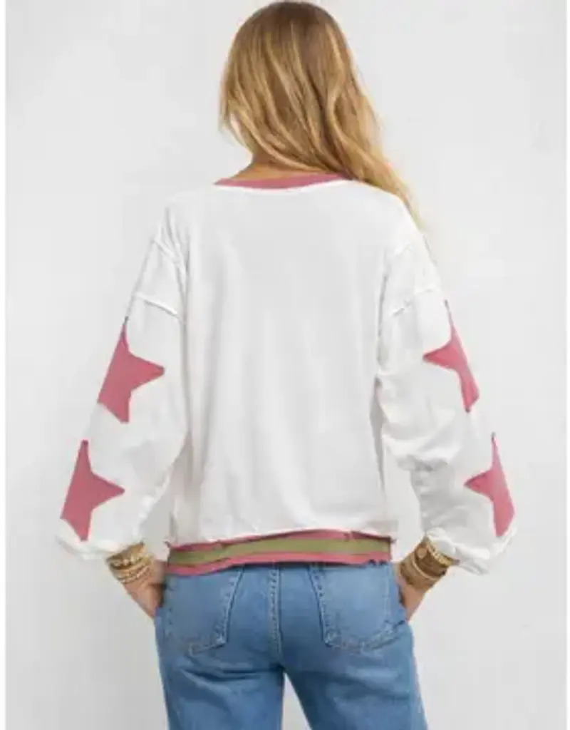 Everyday Lightweight Sweatshirt W/Star Patch Detail on Sleeves