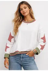 Everyday Lightweight Sweatshirt W/Star Patch Detail on Sleeves