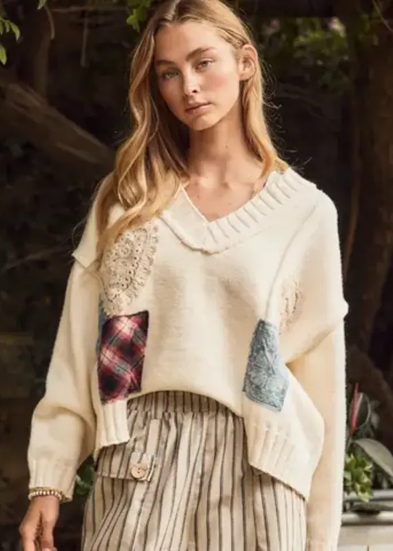 Kathy Patchwork Knit Sweater