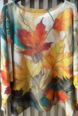 Fall Leaves Lighitweight Knit Sweater - Cream - Made in Italy