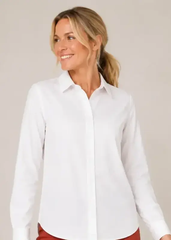 Layering Poplin Button Front Blouse
