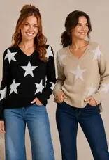 Star Jacquard V-Neck Sweater
